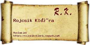 Rojcsik Klára névjegykártya